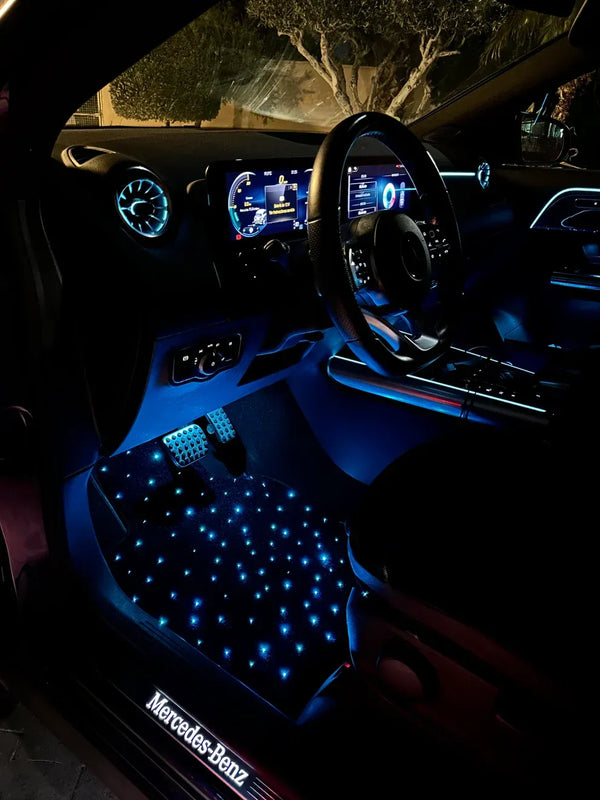 RGB LED Car Floor Mats Lighting Kit, 4-Piece Interior Ambient Lighting System with Remote Control
